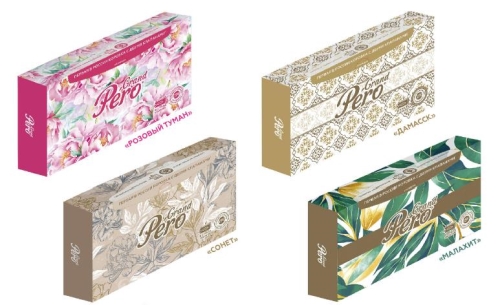 Салфетки косметич.21*21 2-сл."Grand Pero" с двумя клапанами 100шт.