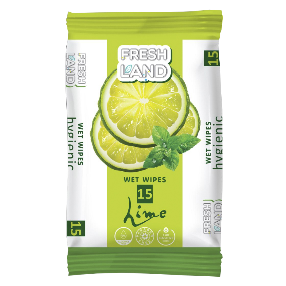 Салфетки влажные "FRESHLAND Лайм" 15шт