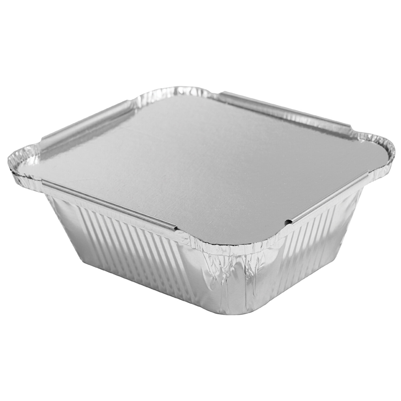 Форма алюминиевая прямоугольная+крышка 125х150х43мм 470 мл. /100 шт./