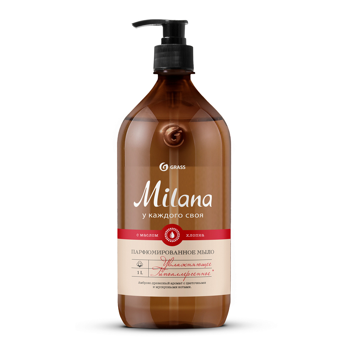 Мыло жидкое парфюмир. "Milana" Мускус и сандал 1000мл.