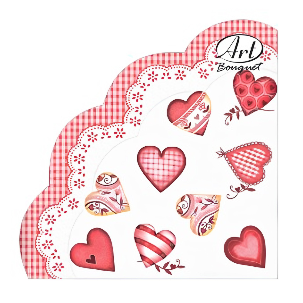 Салфетки круглые d=32 3-сл. Rondo "Прекрасные сердца" 12шт.