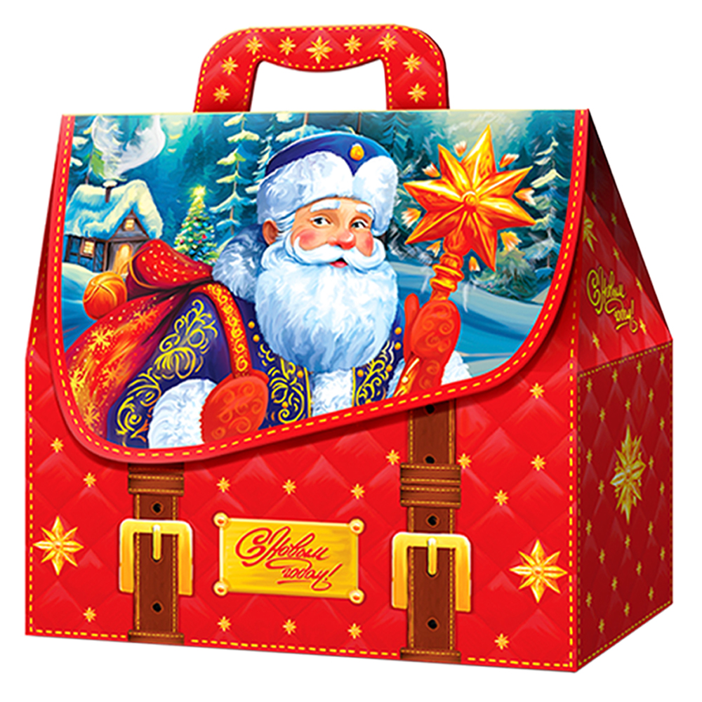 Коробка подарочн. 1,5кг"Портфельчик ретро" 2025