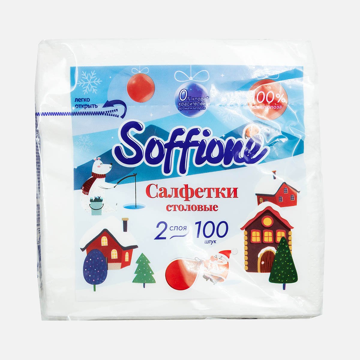 Салфетки белые SOFFIONE 24х24 2сл. 100шт