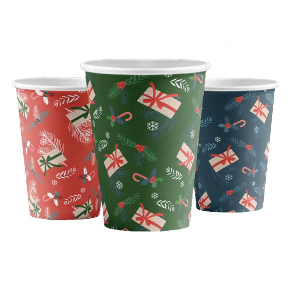 Стакан (бум) 250мл д/гор. "ПОДАРКИ" (50)